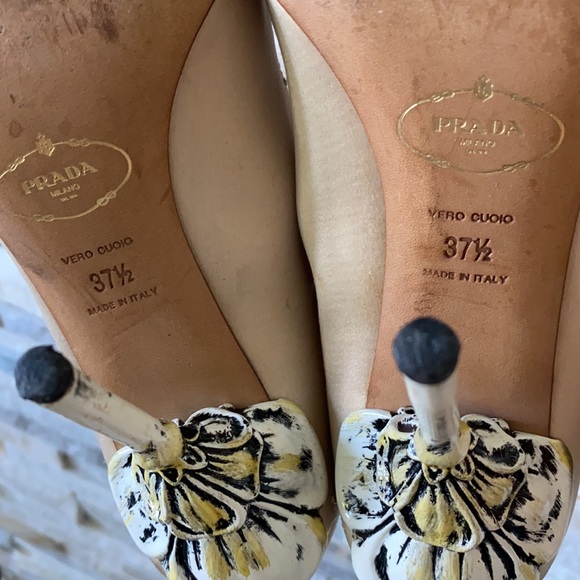 Prada Carved Rose Flower Stem Heel Stiletto Satin - Picture 9 of 12